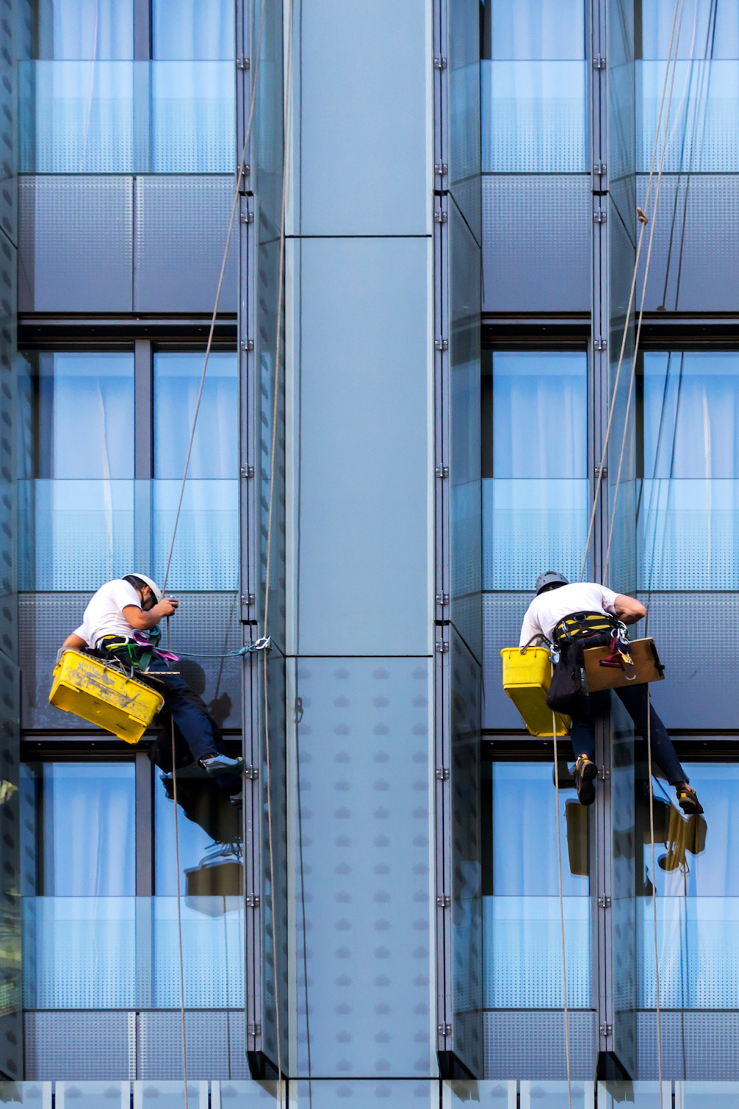 Professional window cleaners for high-rise windows